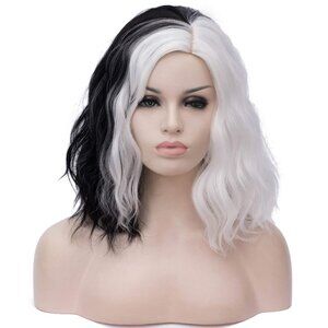 NEW Mildiso Black and White Cruella Deville Wig, NEW Mildiso Black and White